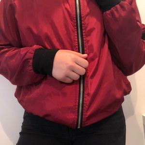 Red bomber jacket